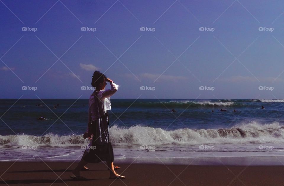 walking on the beach 