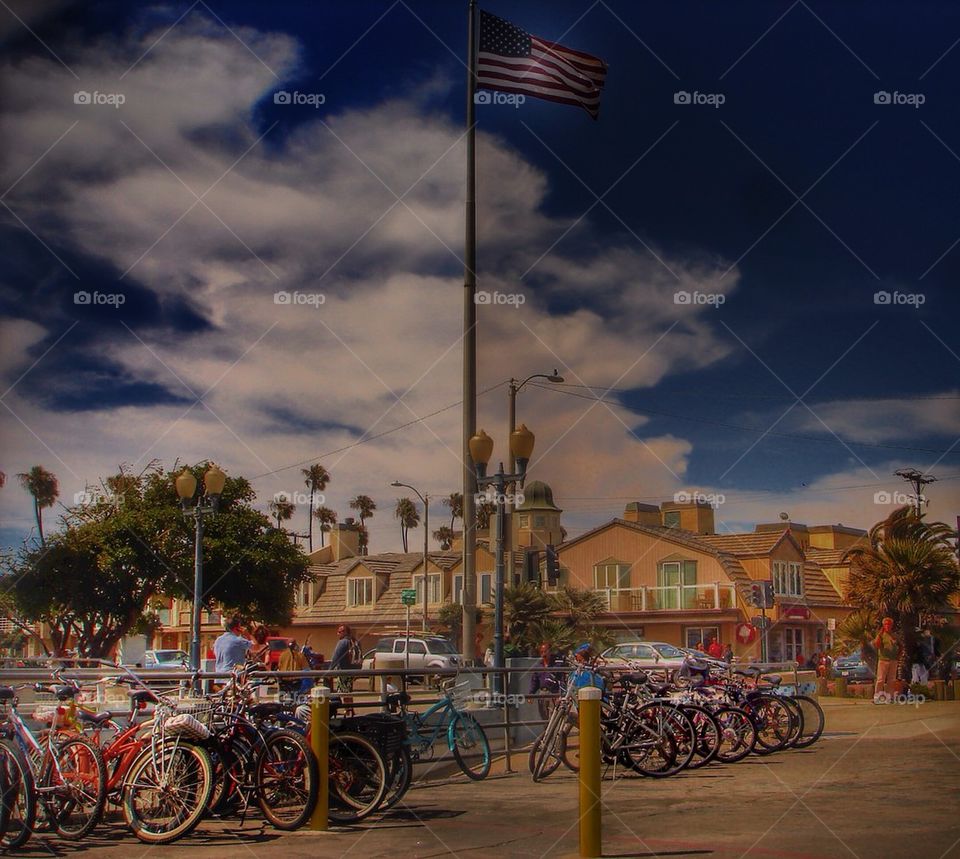 Bikes and the flag