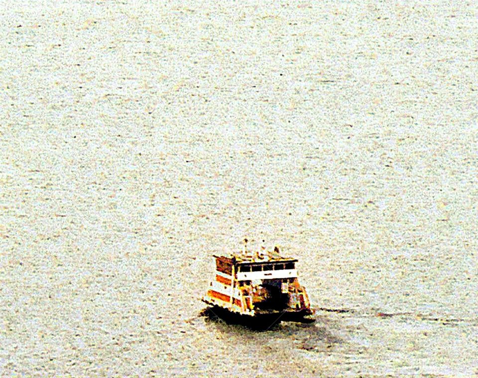 Ferry on Lake Maggiore in front of Verbania, Italy