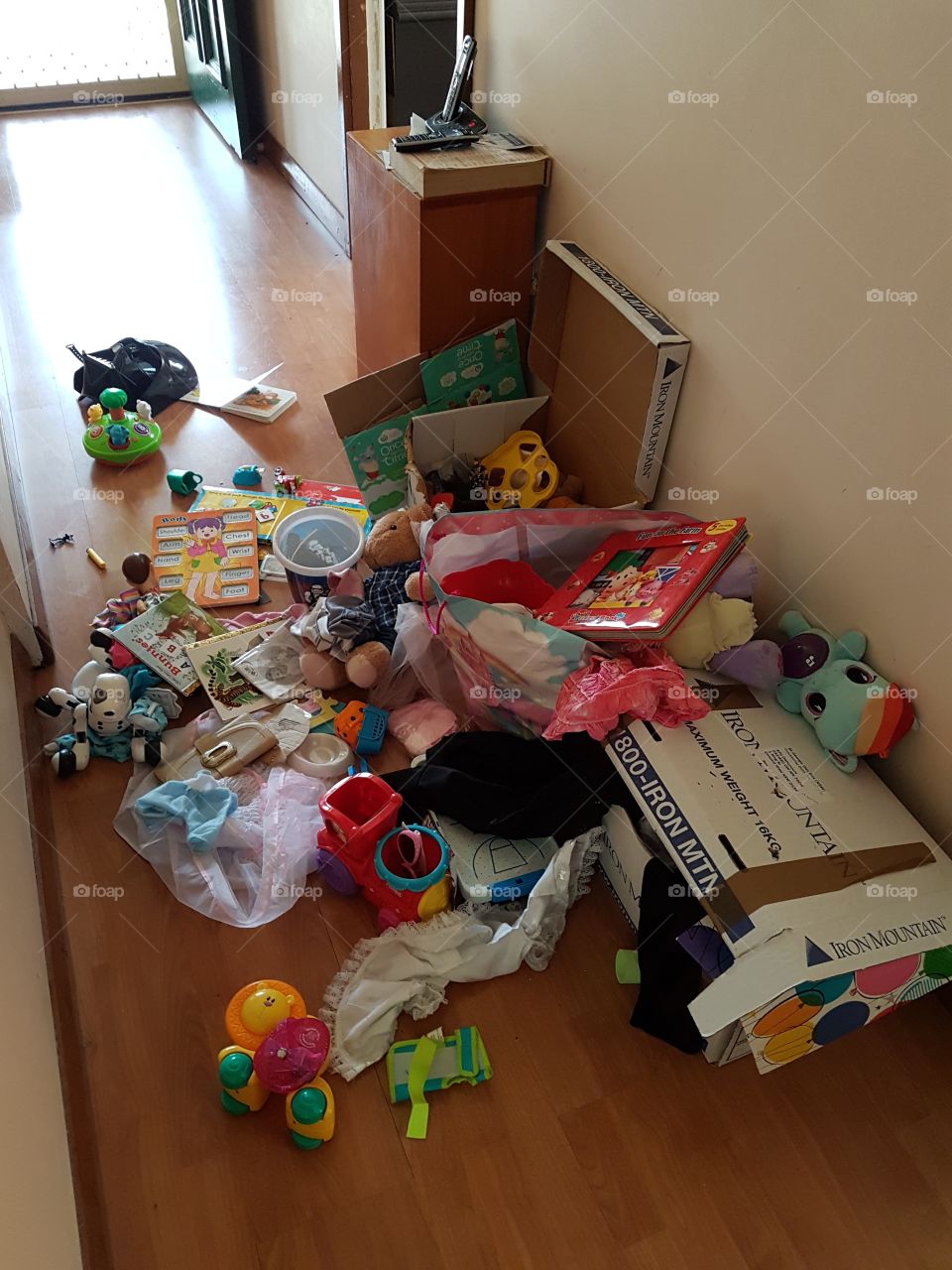 kid's toys in the hallway