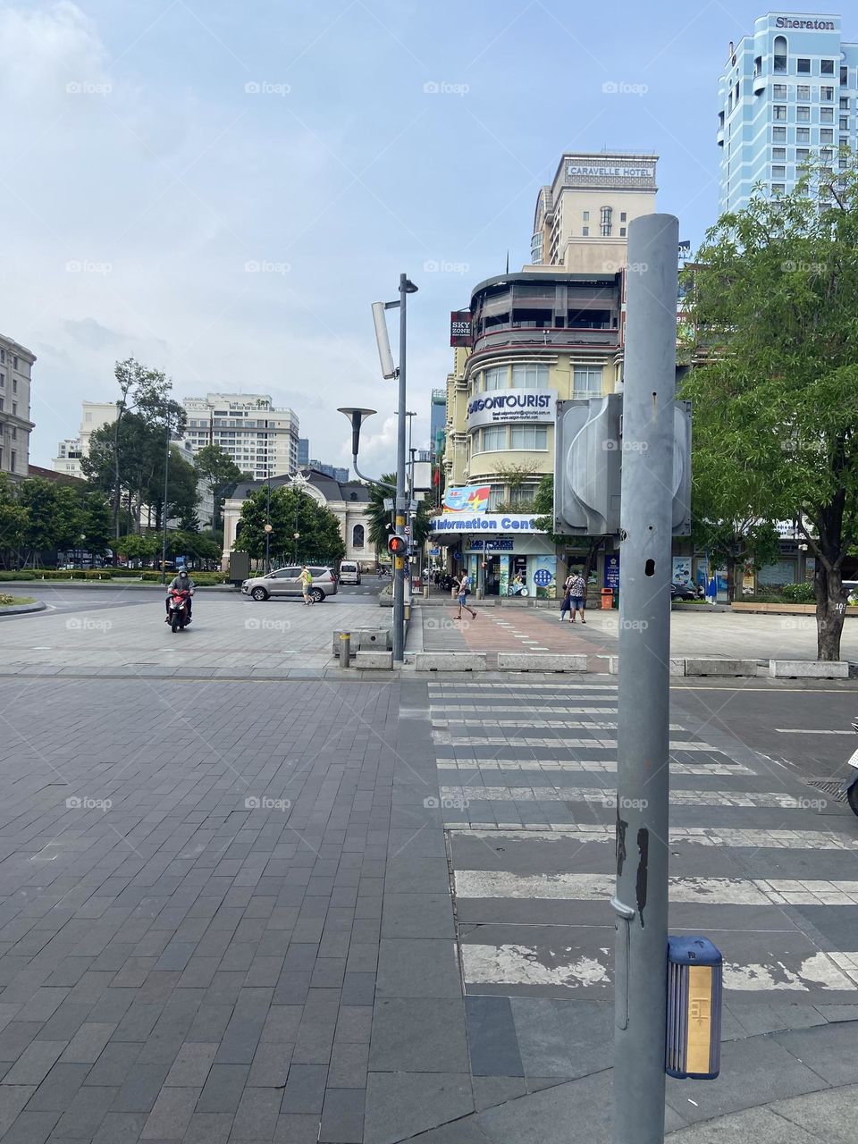 Zebra crossing across clean city of Ho chi min 