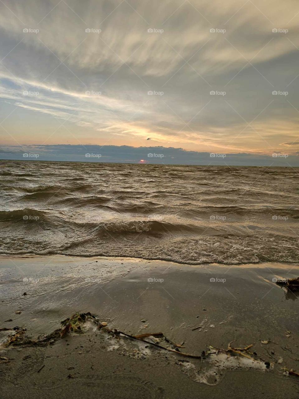 I relaxing sunset on a beautiful beach