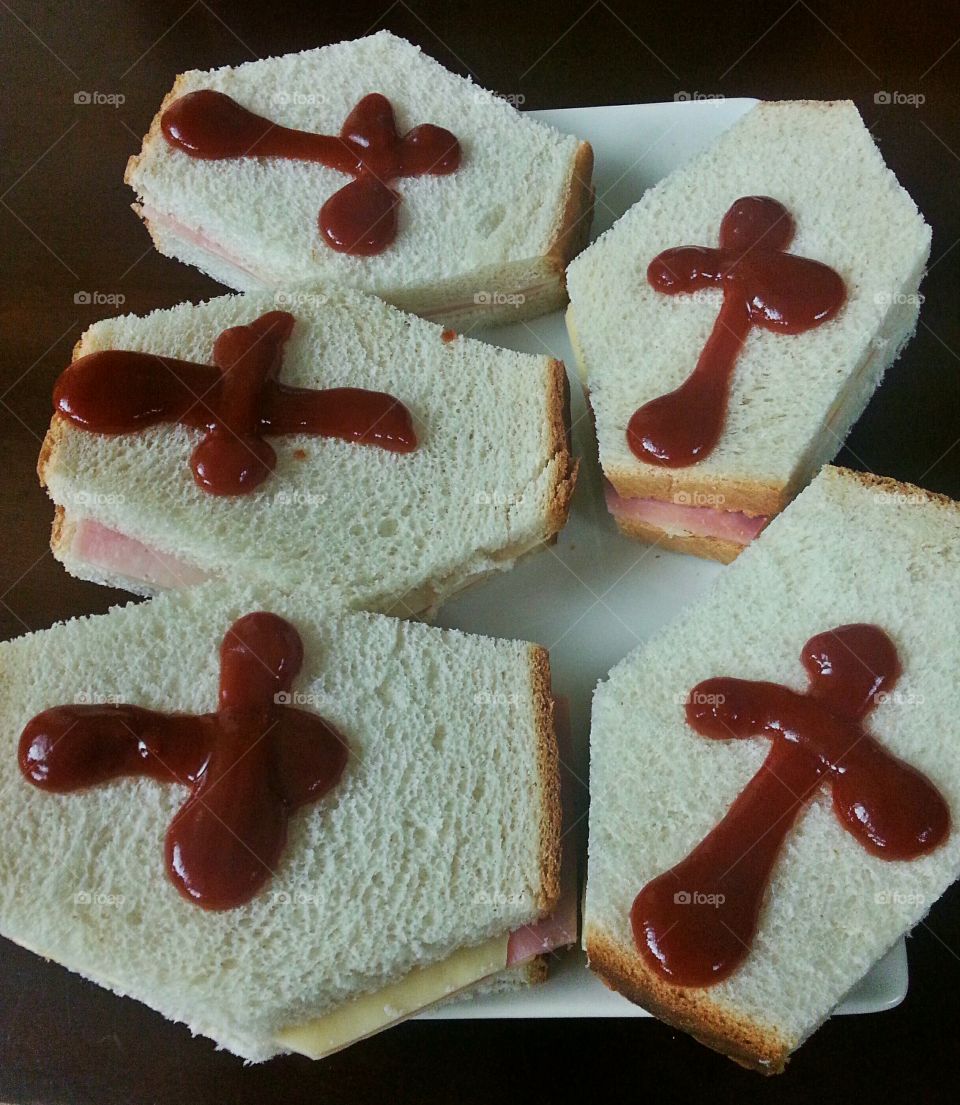 Halloween snacks - coffin sandwiches