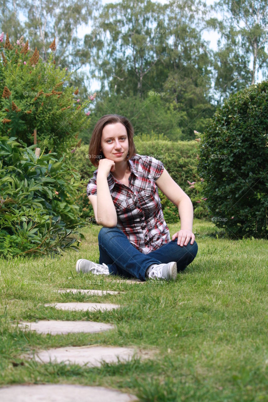 Woman resting in the garden