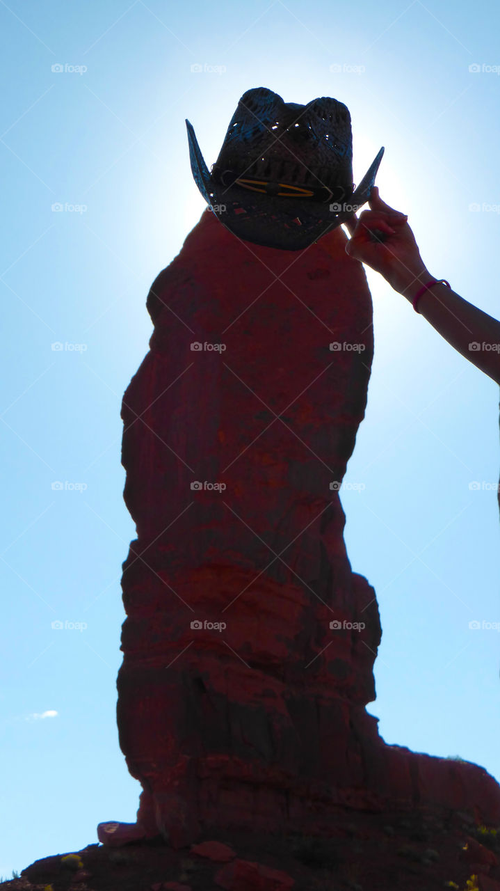 Silhouette of a rock in the Monument valley tribal park.Utah