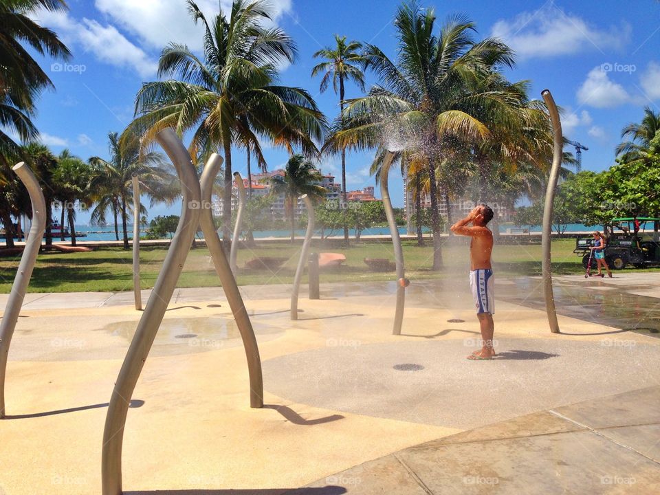 Refreshing shower. Refreshing shower in a park at Miami beach