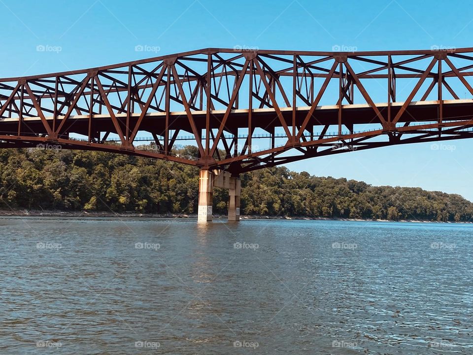 A cool rustic looking bridge passing over Lake Cumberland 