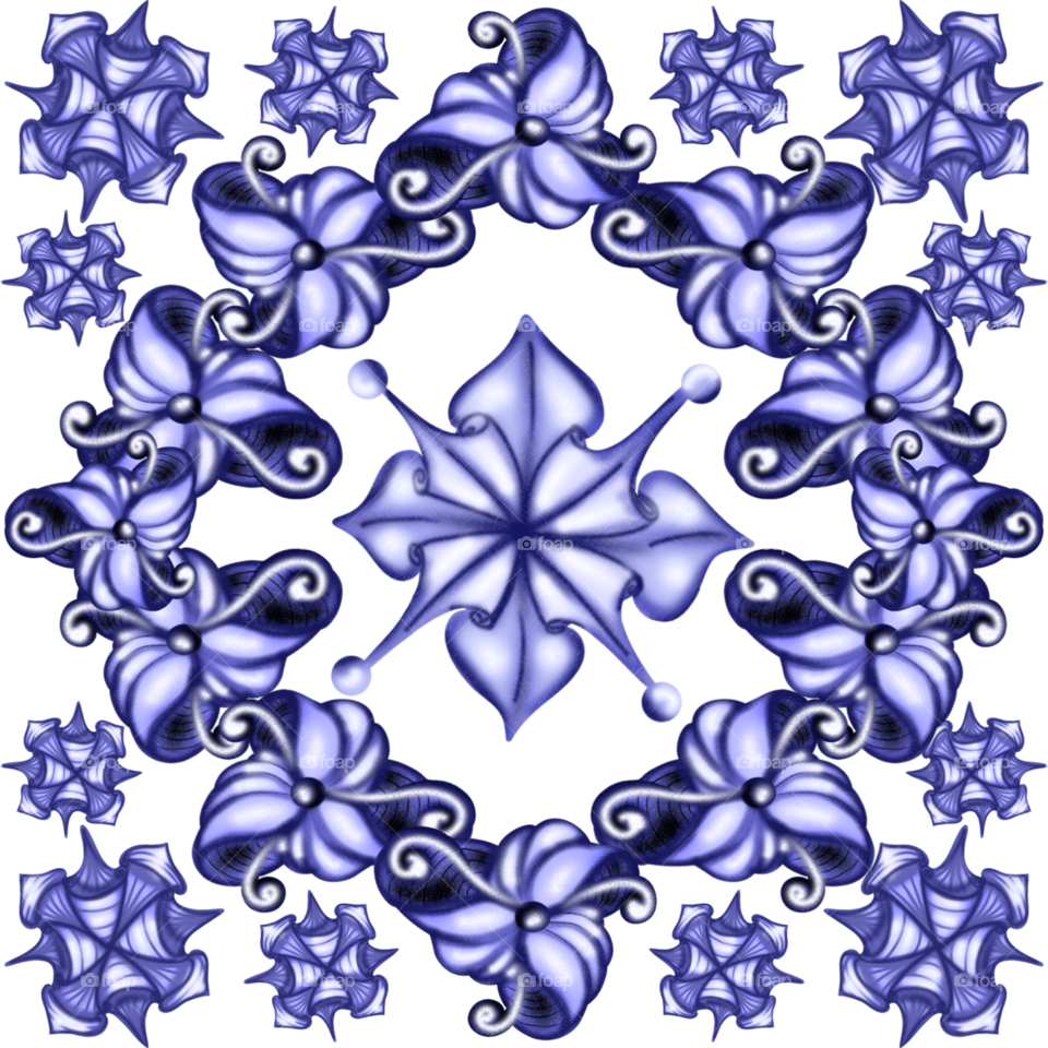 blue fantasy flowers pattern