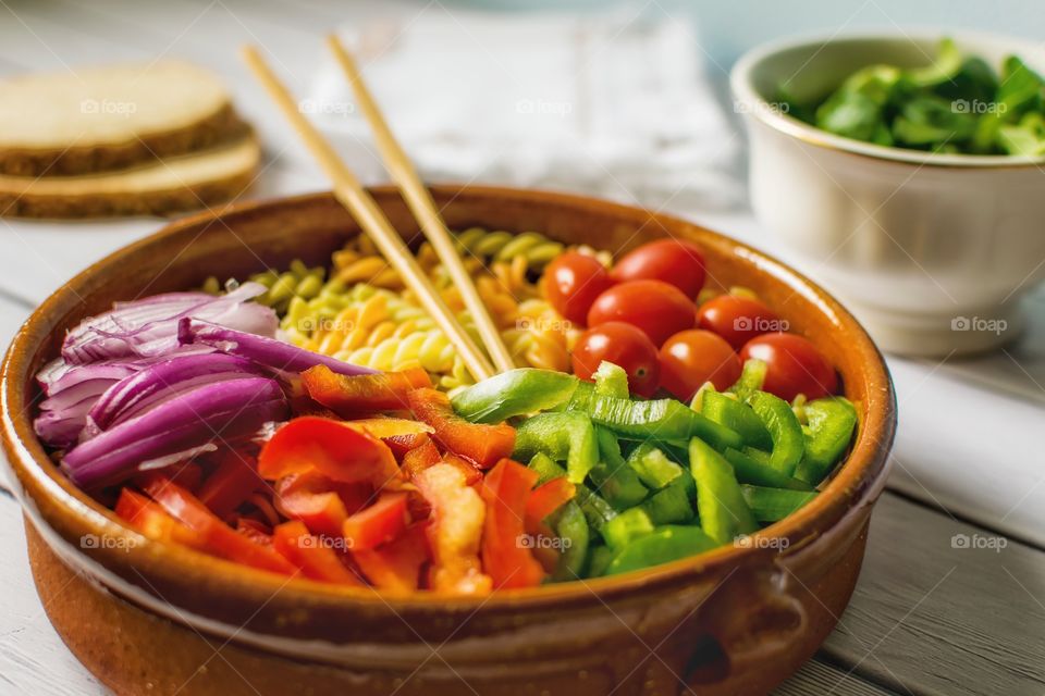 Vegetable and pasta salad