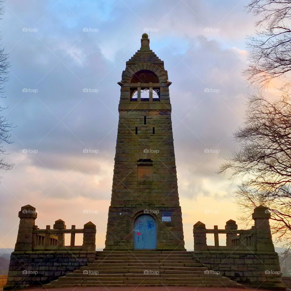 Picrure of an Monument with beautiful colored sky in background.