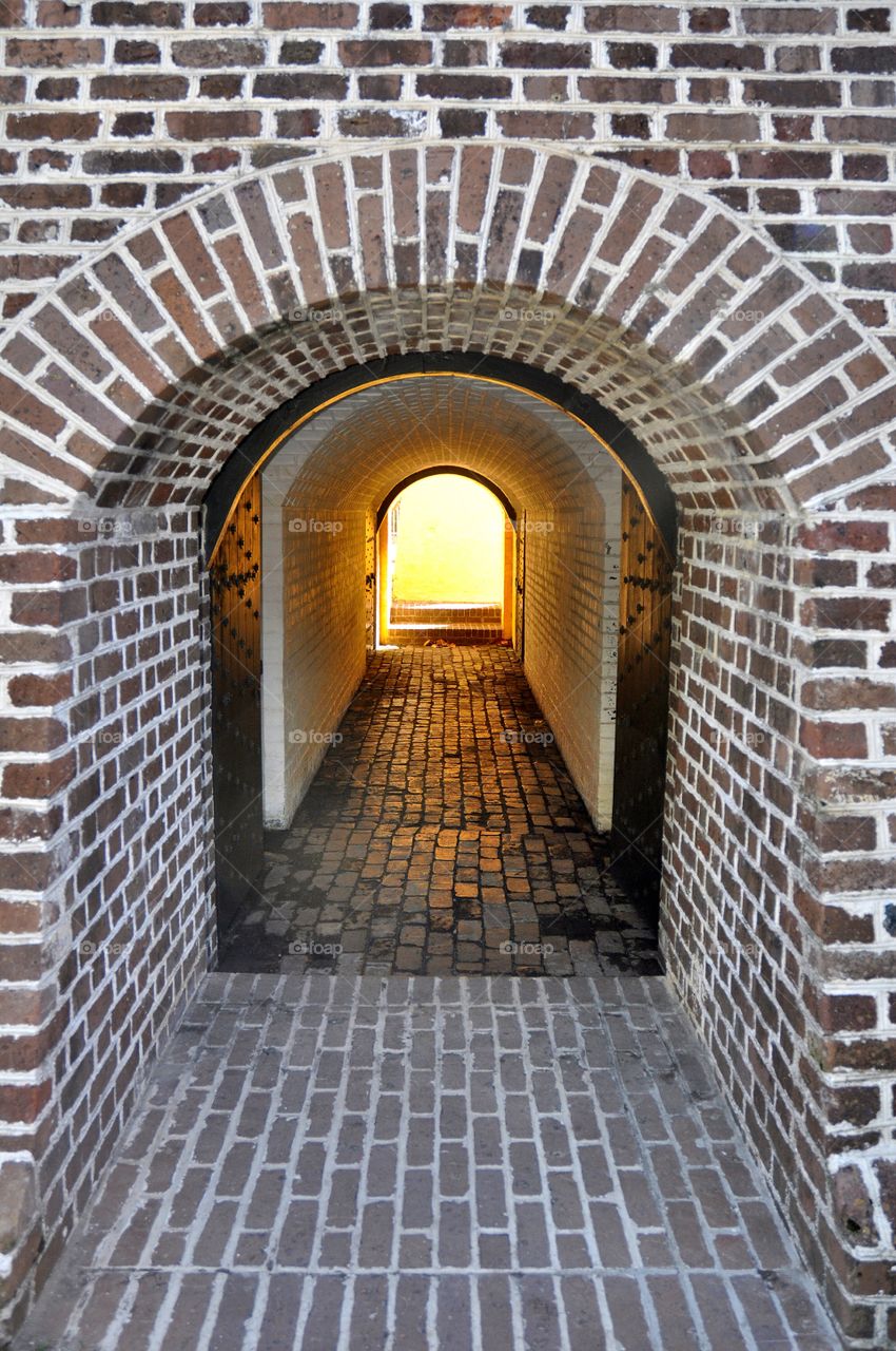 Tunnel in Fort Moultrie on Sullivans Island South Carolina. 