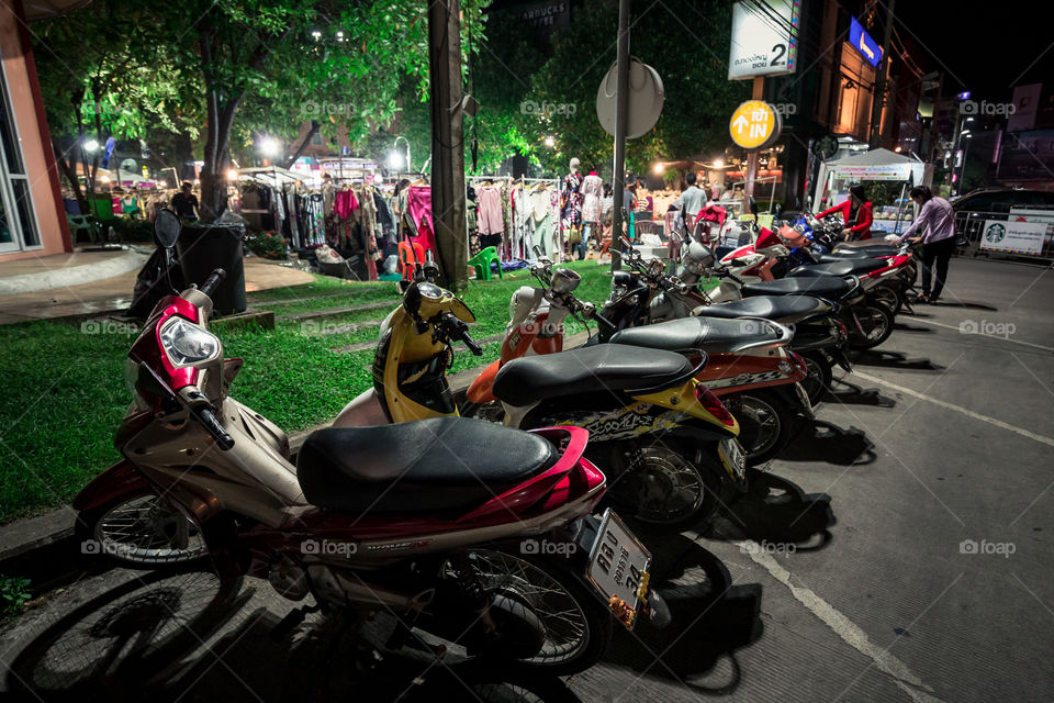 Motorcycle parking in the market 