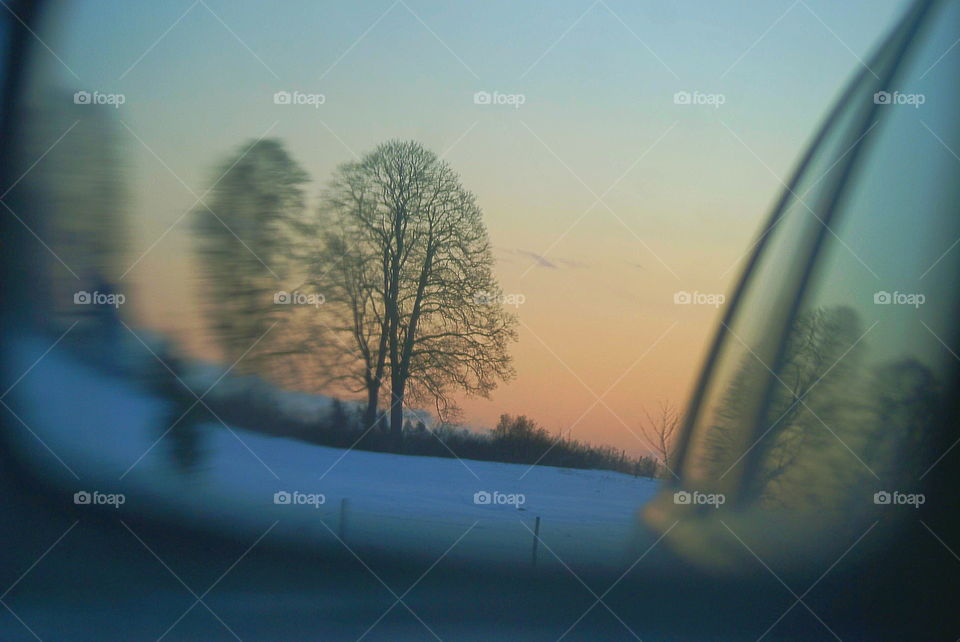 Through the mirror of the car