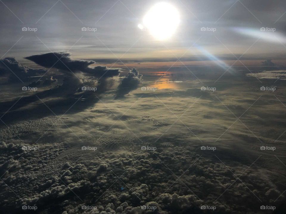 sun shine view above the clouds