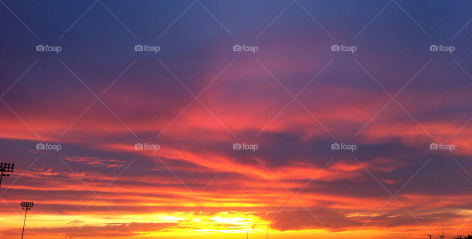 yellow pink blue sunset by chatchett
