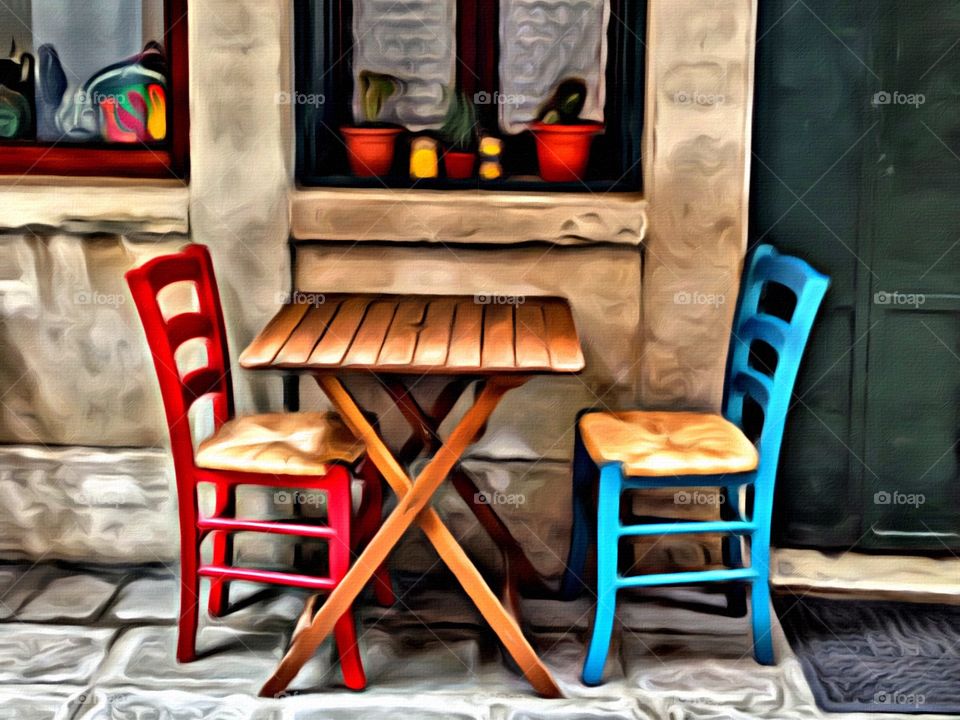 Place setting outside the cafe