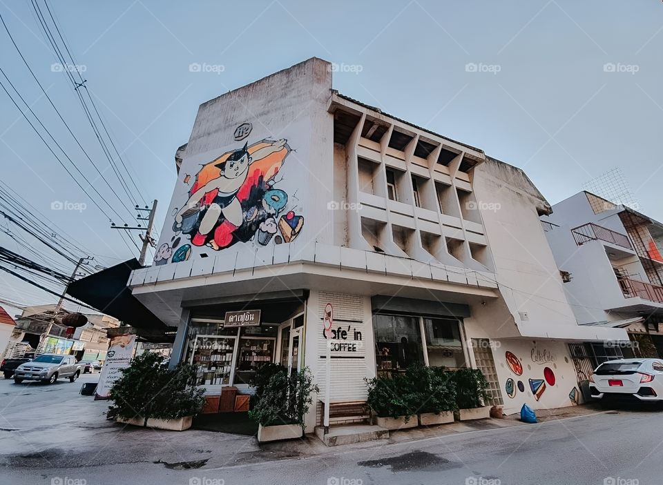 astro boy graffiti coffee shop in town