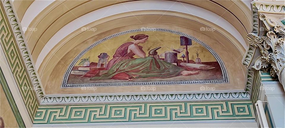 This is one of many allegorical representations embedded in the architecture of the „Maximilianeum“ in „Munich“ which is other than presenting great art the seat of the „Bavarian State Parliament“, the „Landtag“. 2024. Hypnotic Productions