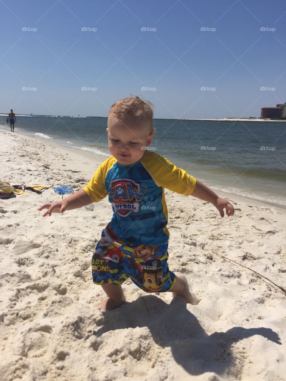 Grandson playing on the beach
