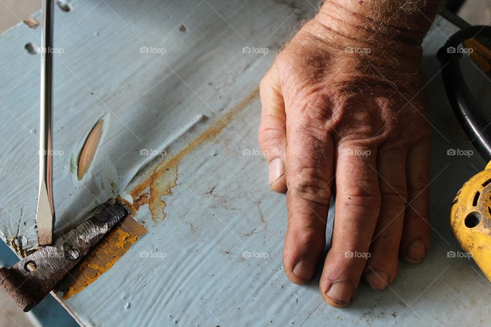 close-up of a working carpenter