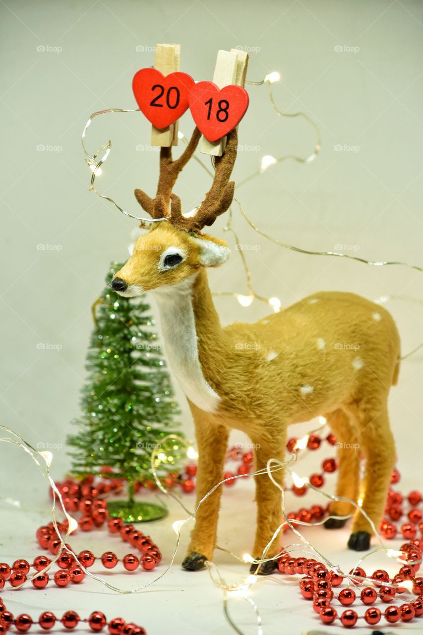 Christmas decoration with deer and lights