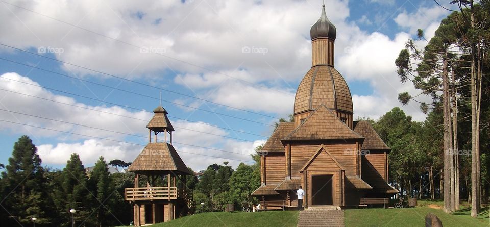 ucranian church wood in Curitiba park