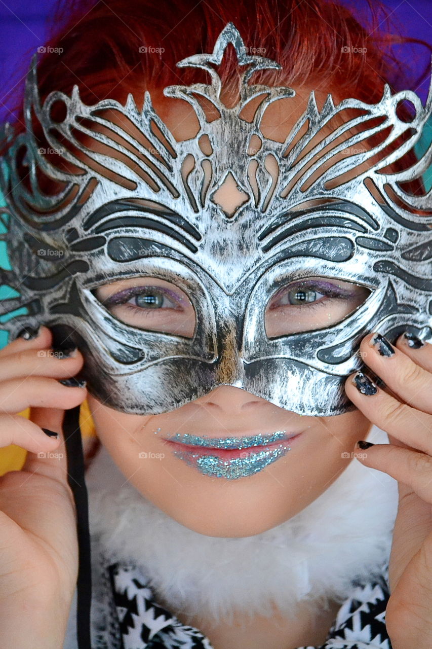 Girl wearing a mask