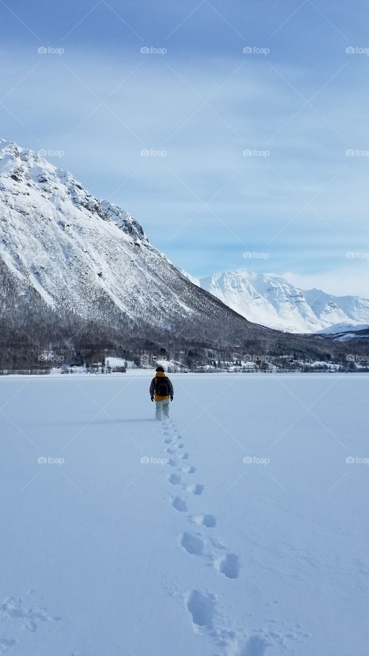 Walking on the deep snow