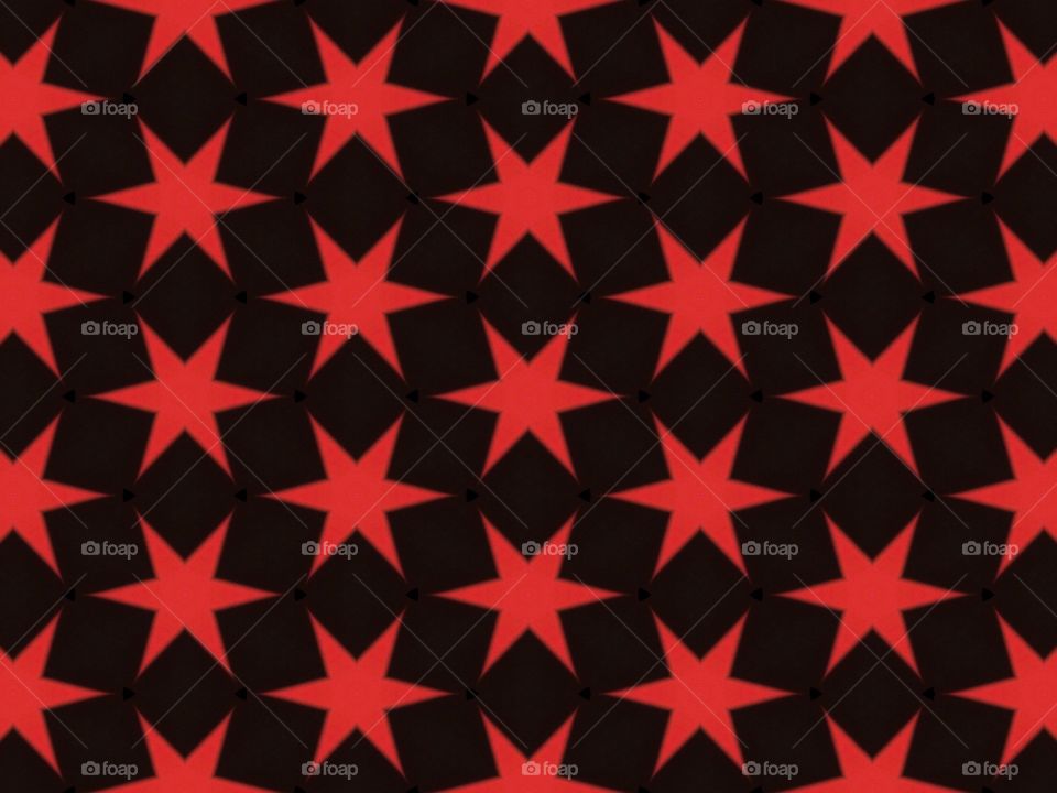 Graphic pattern with Red Stars on Black background