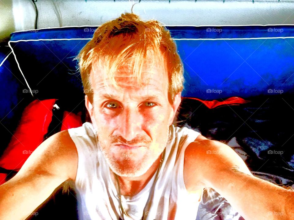 “Timothy Trespas”, my life partner for many years aboard our boat that is our home called “Salvation” photographed around 2019. Hypnotic Productions