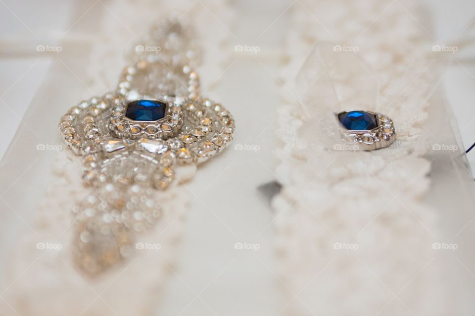 Blue gem and diamond jewelry