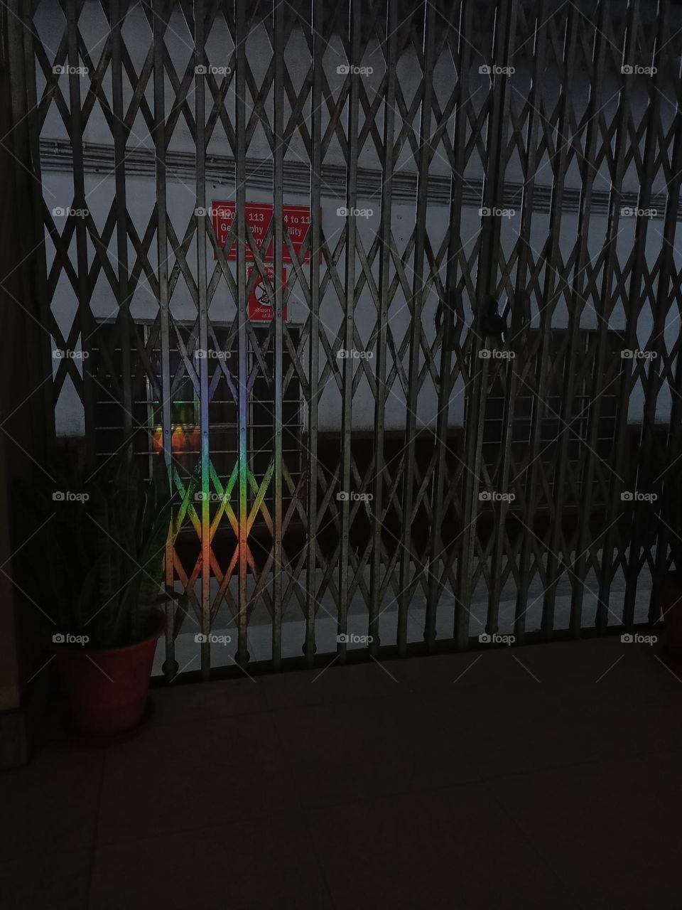 We know importance of Rainbow for LGBTQ+ community. I witnessed this view on my return to hostel, the reflection of rainbow in closing gates resemble the freedom which is full of restrictions, gives right to love, but Denise the right to be together.