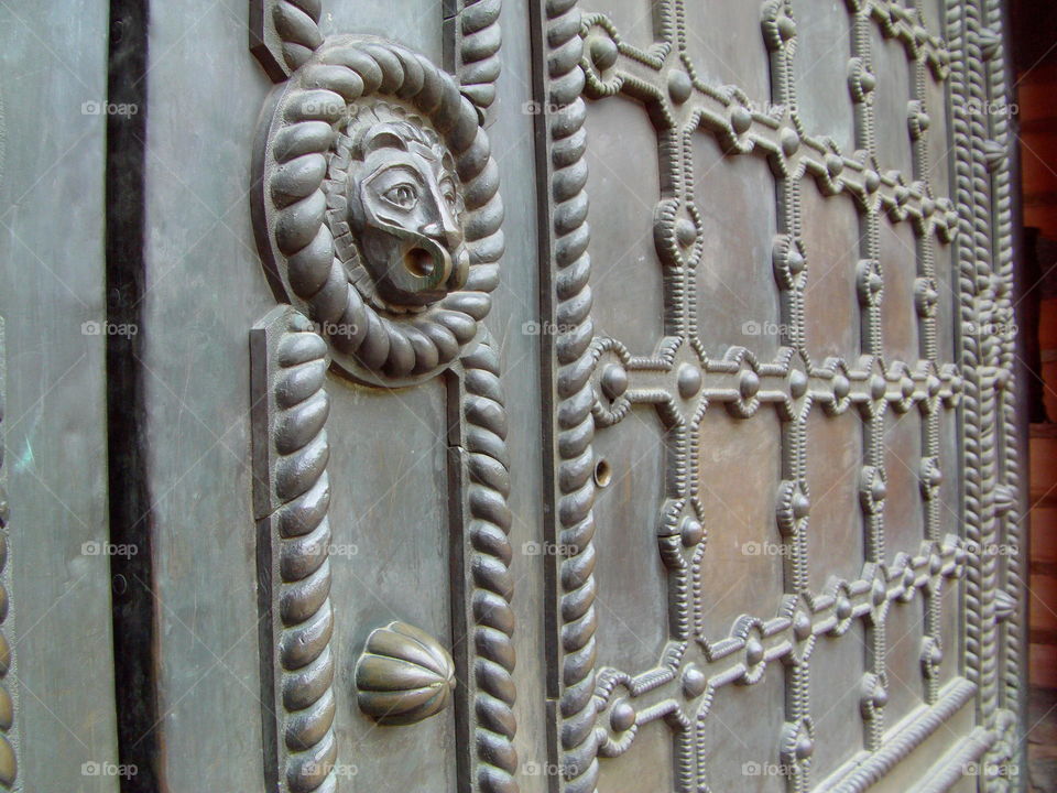 Ornate bronze doors of Zoloti Vorota, Reconstructed entrance to ancient Kiev, Ukraine