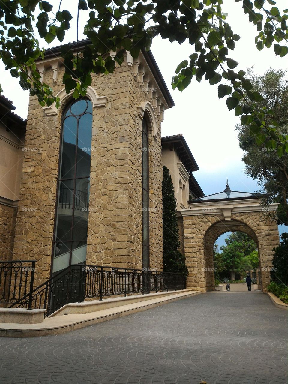 front view of the house, a stone house in the middle of the elite complex in the middle of the capital city of Jakart.