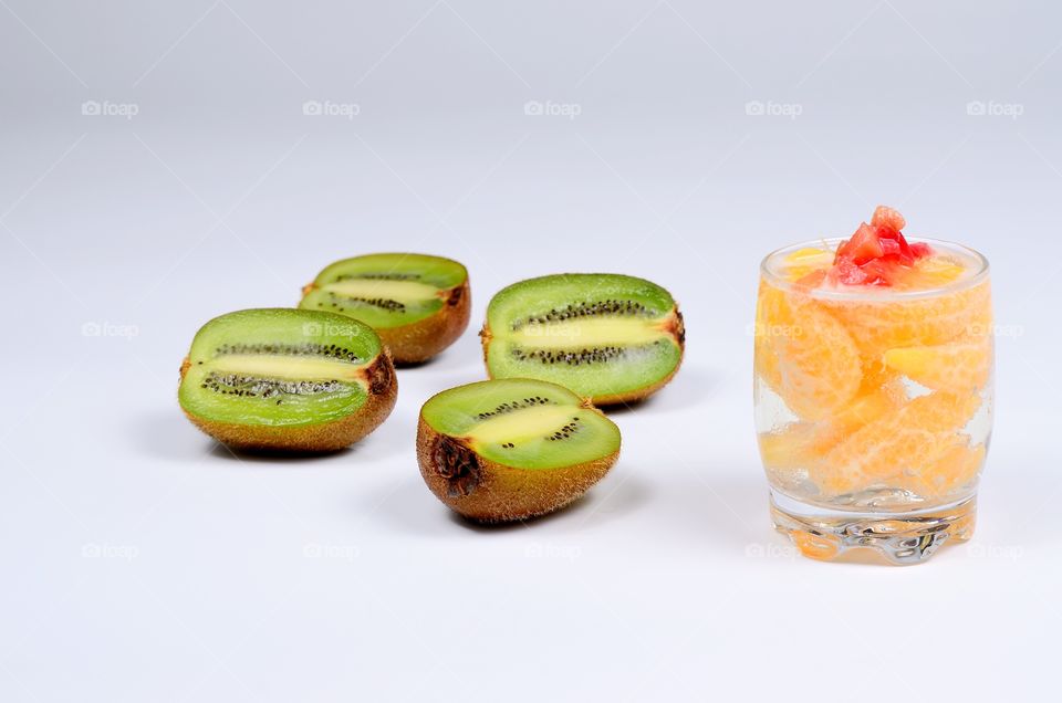 kiwi and orange fruit soda. background image