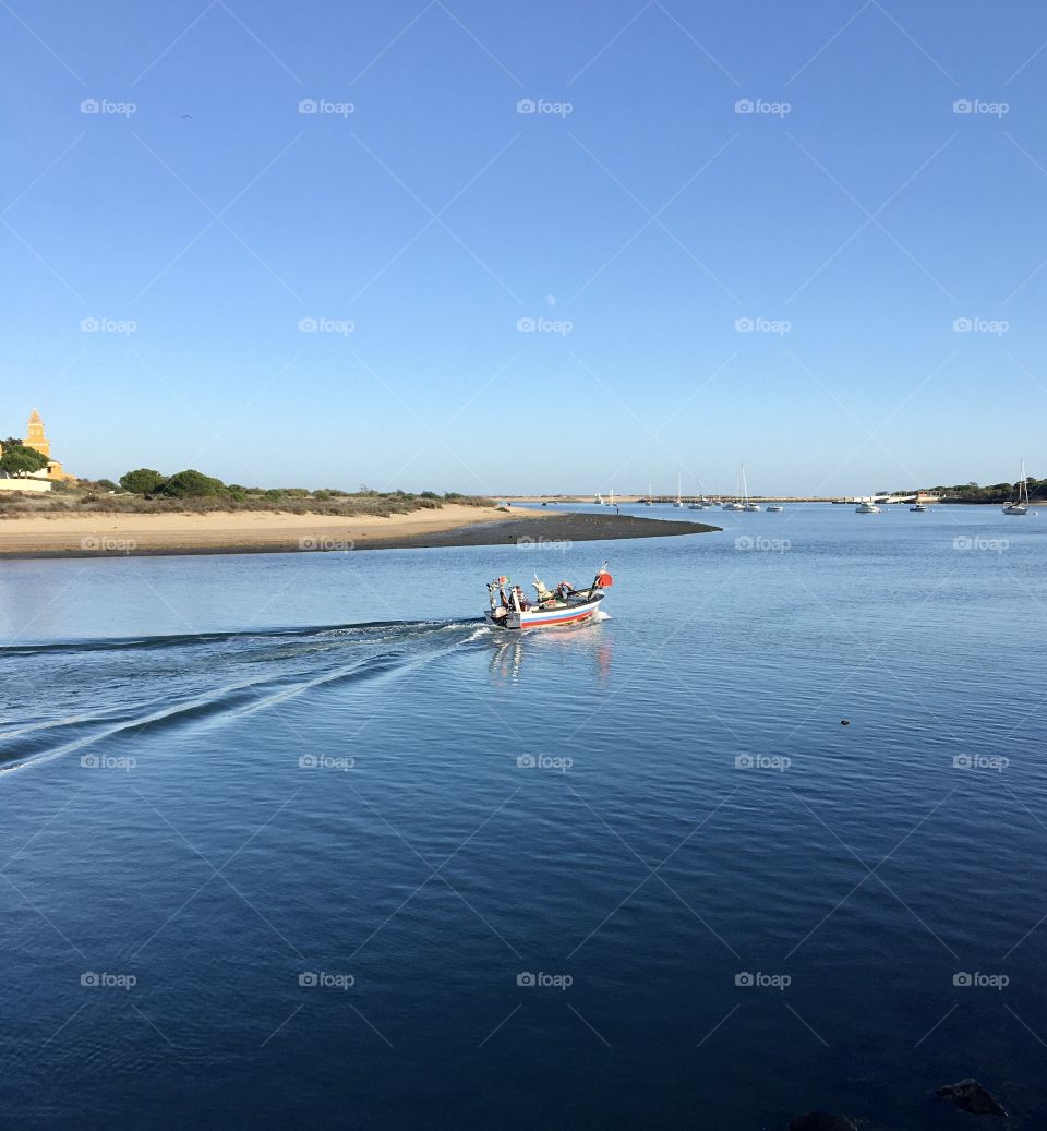 Boat on flat water