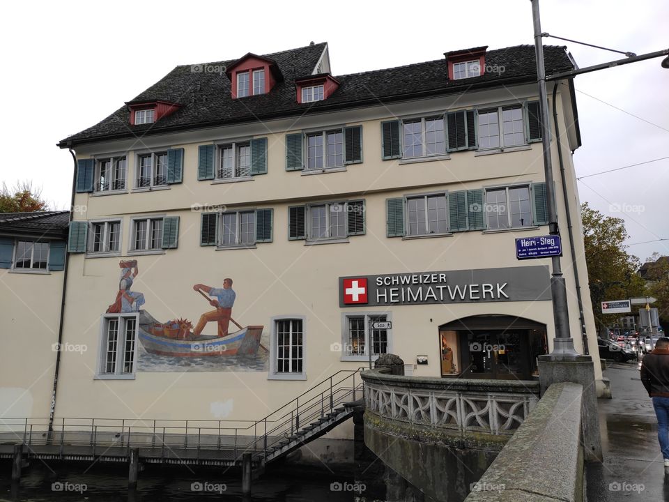 Zurich Switzerland characteristic house with decorations