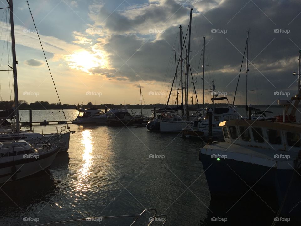 Evening sun marina view