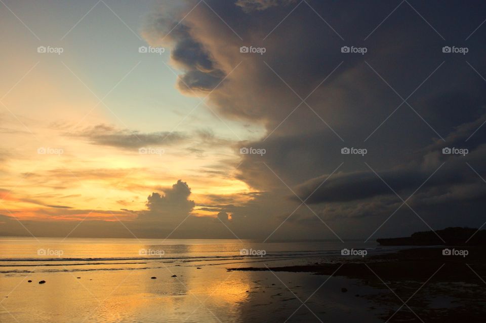 Sunrise in Nusa Dua, Bali, Indonesia. 
