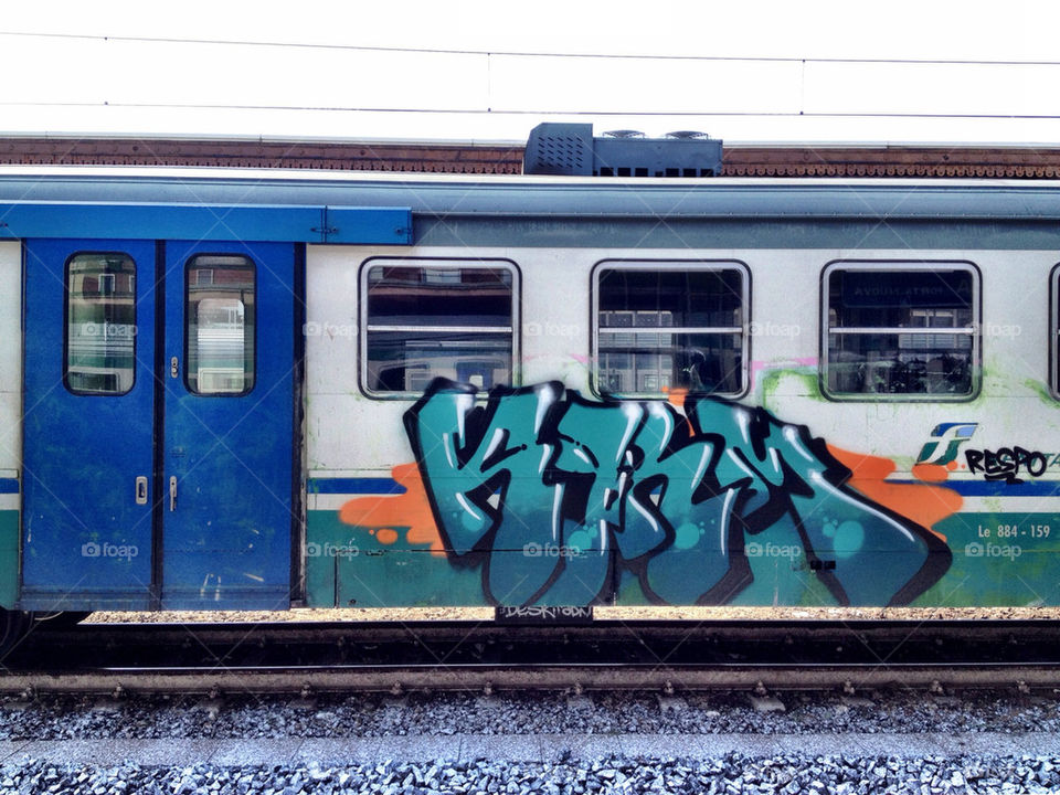 italy train grafitti carriage by dannytwotaps