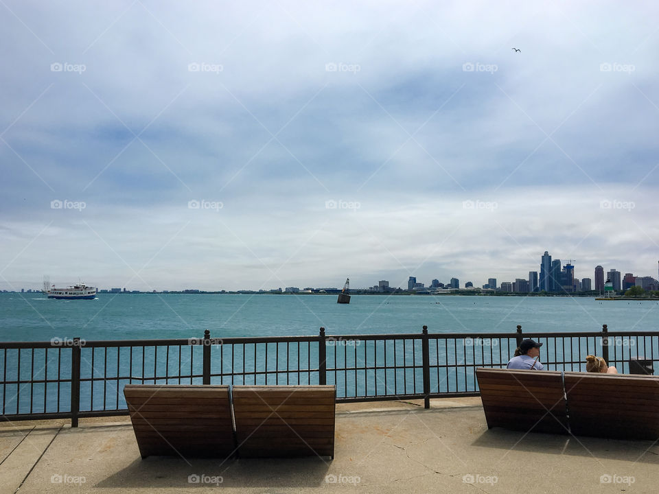 Seats to relax at the Pier of Chicago. 