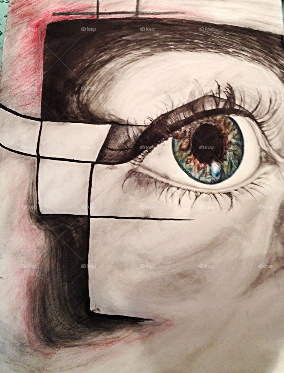 A drawing version of my sisters eye and makeup!