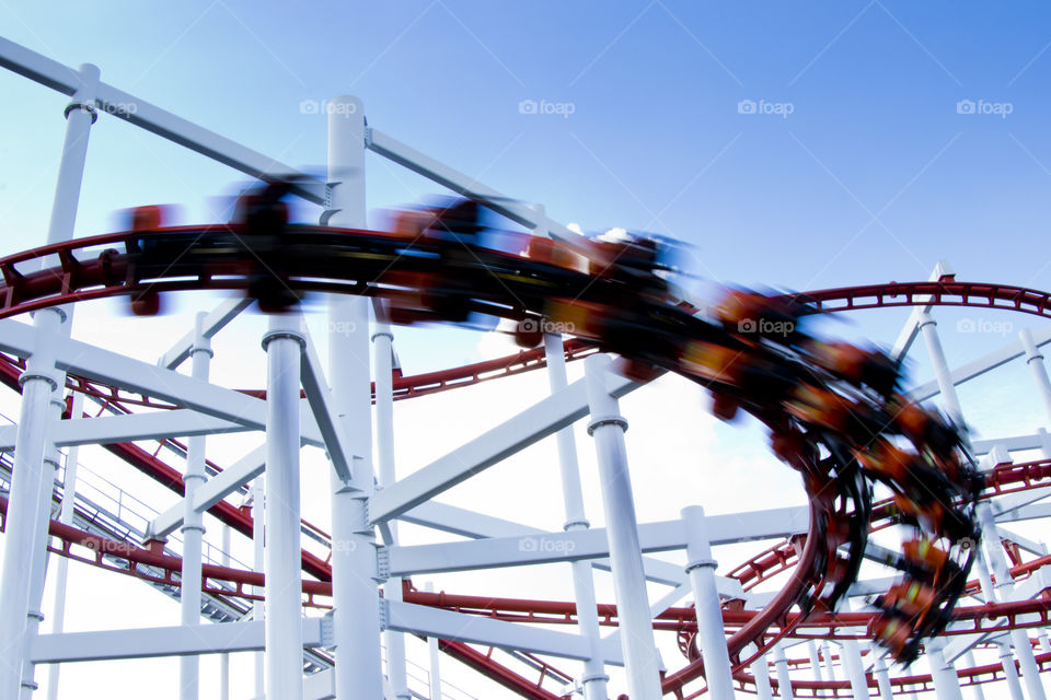Roller coaster fun at amusement park