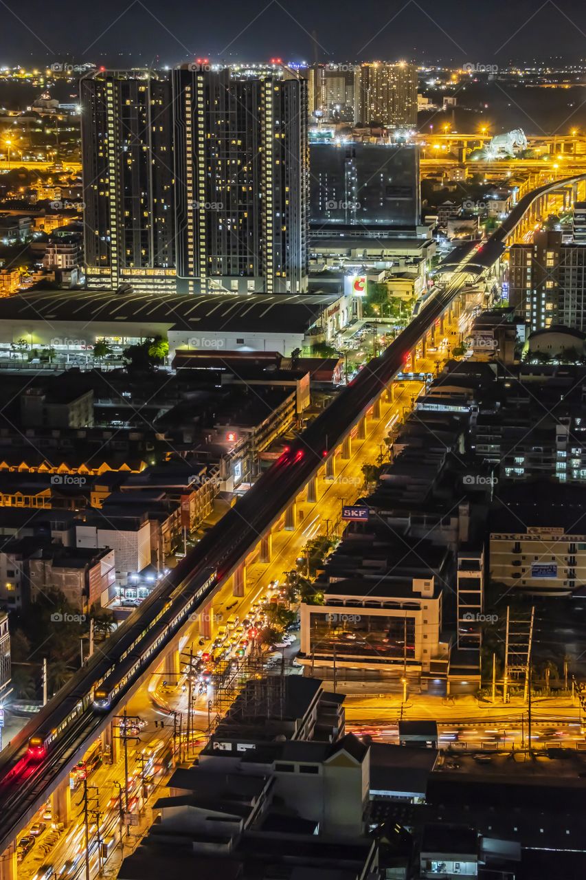 Light on road when rush hour in Bangkok Thailand
