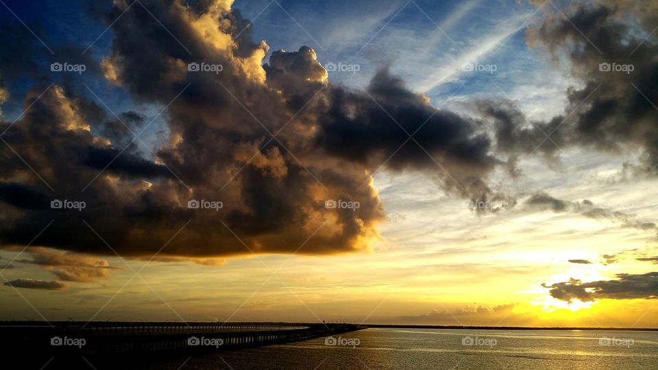 Cloudy sky over the sea