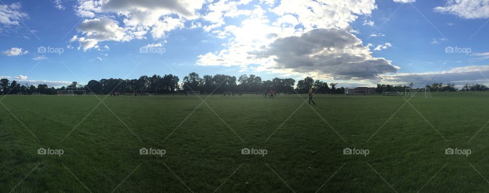 Soccer field weather pano 