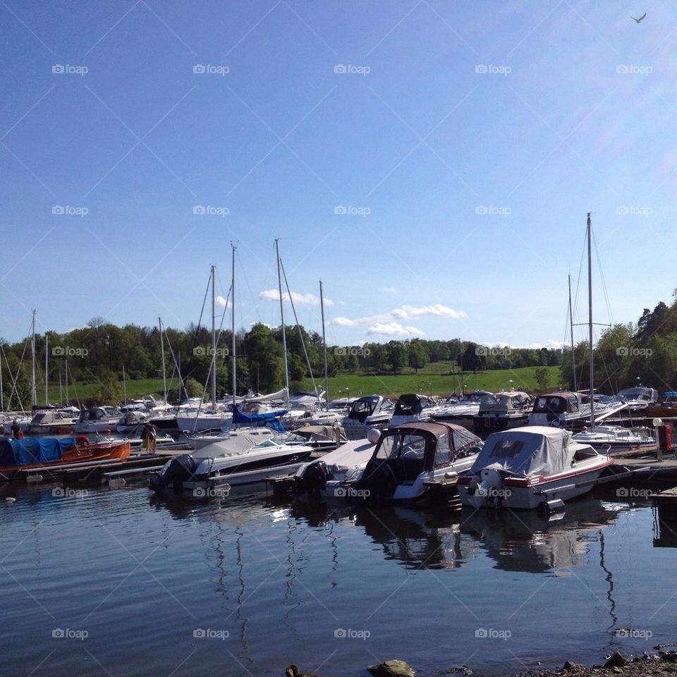 summer boat bygdøy blue skies by aja064