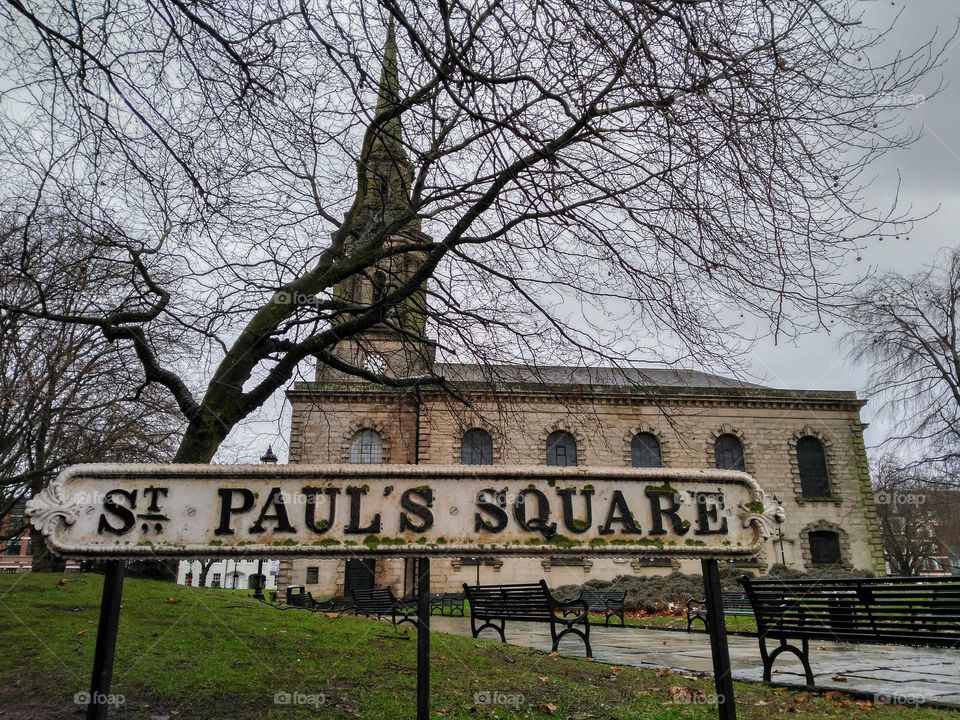 St Paul's Square in Birmingham, UK. A walk in a winter day.