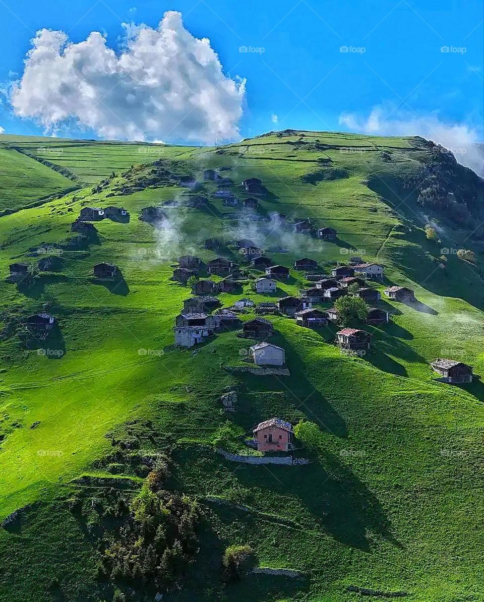 Glory be to God, the magnificent and picturesque view and the natural green trees are a view that is nothing more wonderful than it