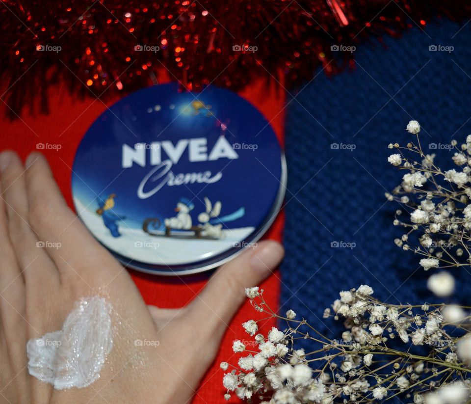 love Nivea cream skin care female hand close up